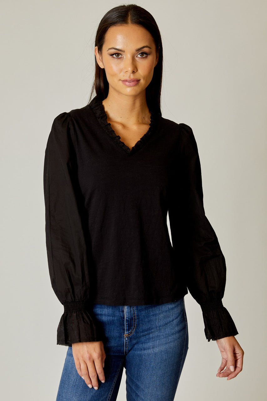 Mild Trim V Neck Top