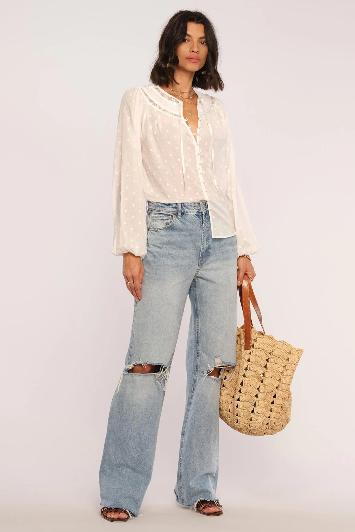 Anima Swiss Dot Woven Top