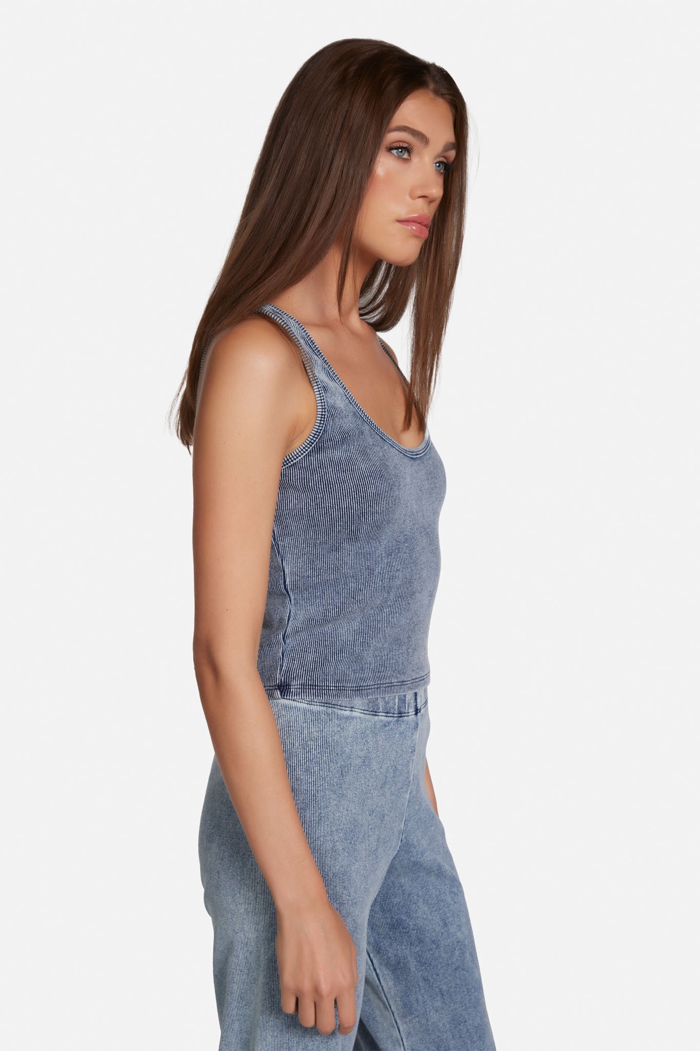 Tulle Denim Wash Tank