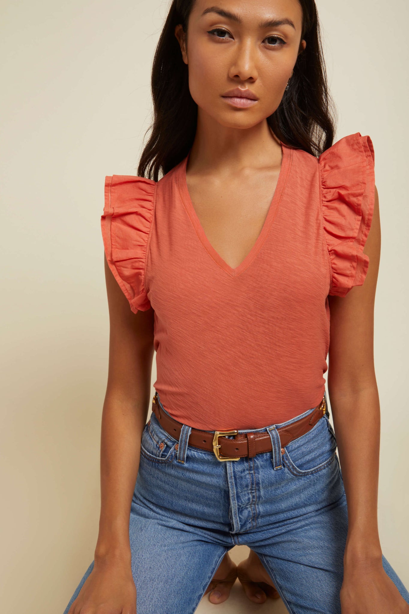 Autumn Luxe Contrast Ruffle Tank