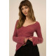 Pixel Ruched Side Brushed Rib V-Neck