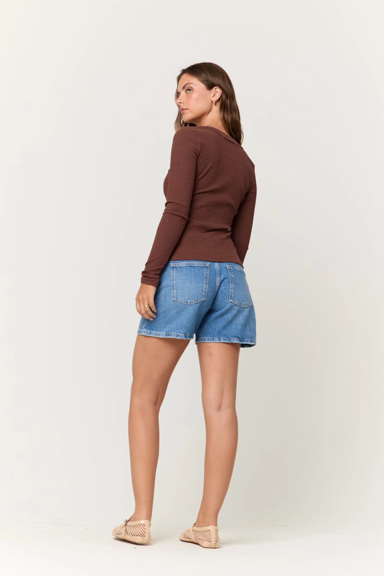 Shimmer Vibe Scoop Rib Long Sleeve