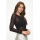 Gasa Cielo Stretch Mesh Long Sleeve Top