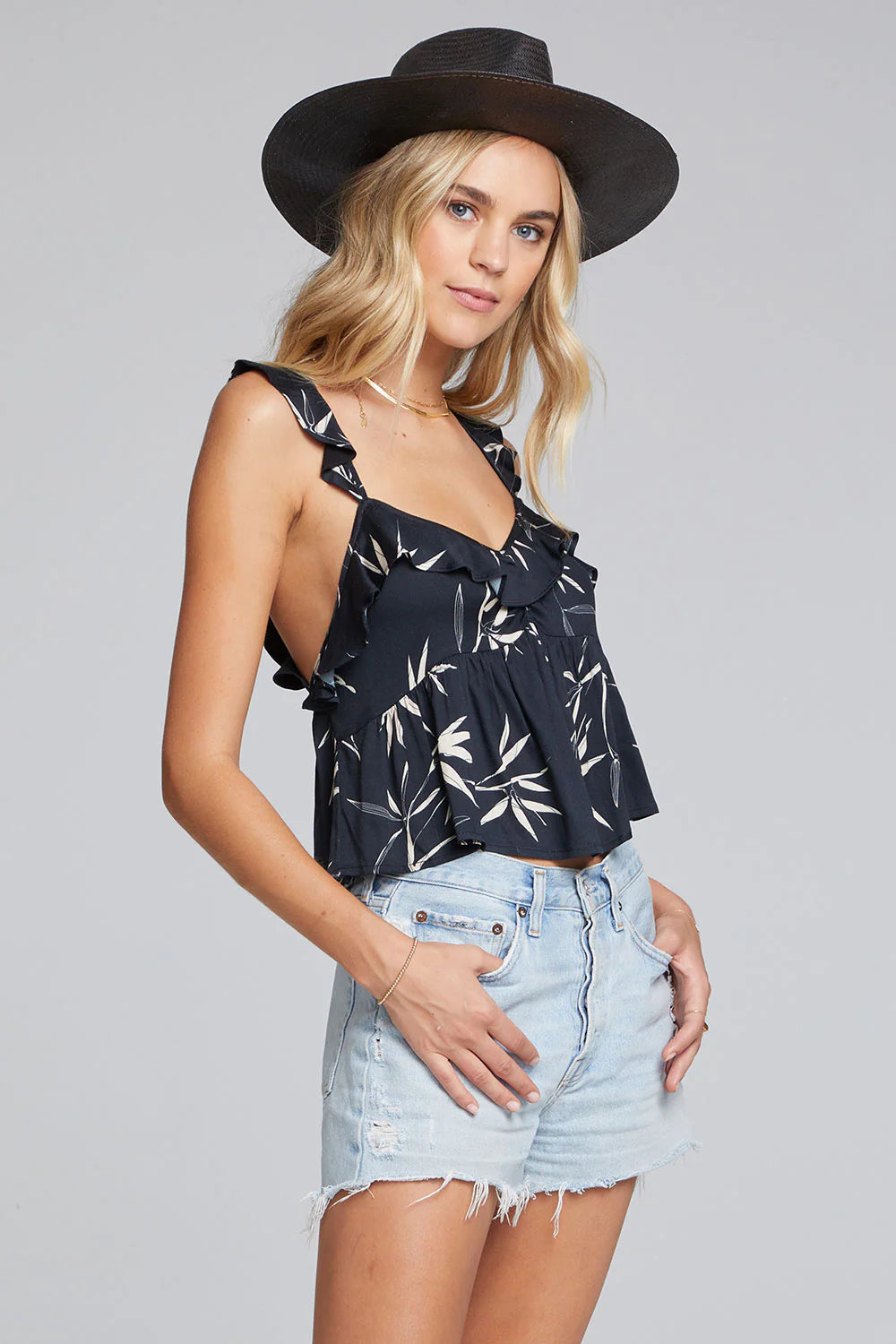 Soie Ruffle Print Tank